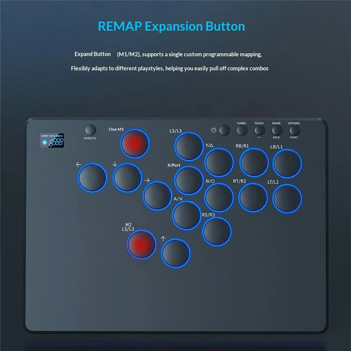 D216 16-Key Arcade Fight Keyboard with OLED Display for Sony PlayStation 4 / 3 / Nintendo Switch / PC - Black - 3