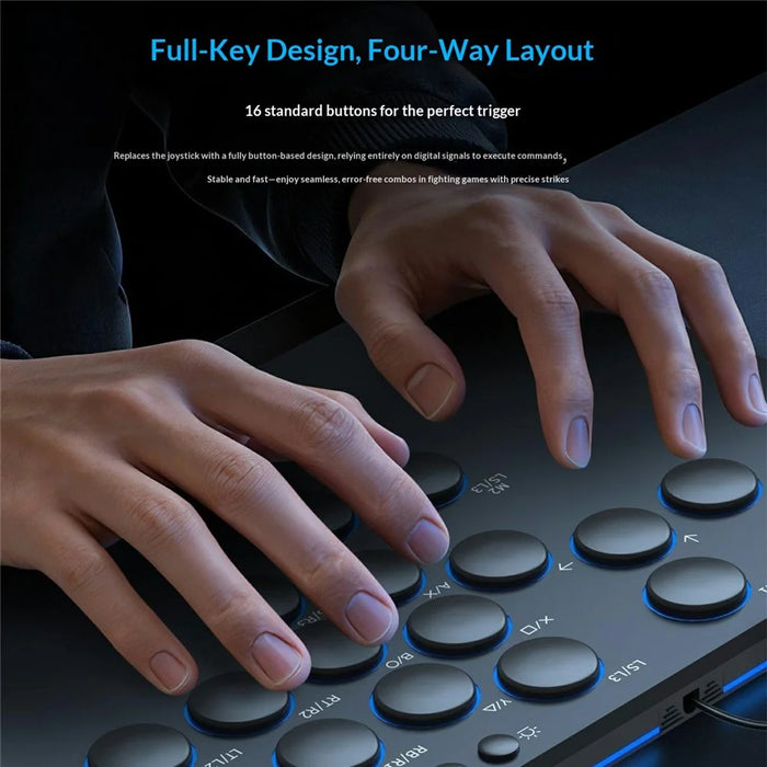 D216 16-Key Arcade Fight Keyboard with OLED Display for Sony PlayStation 4 / 3 / Nintendo Switch / PC - Black - 4