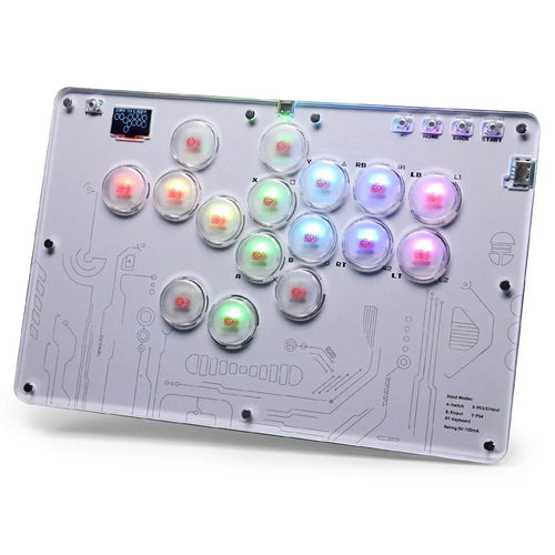 D116 Acrylic Crystal Panel 16-Key Arcade Controller for Sony PlayStation 4 / 3 / Nintendo Switch / PC Fighting Game Keyboard - White - 1