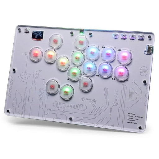 D116 Acrylic Crystal Panel 16-Key Arcade Controller for Sony PlayStation 4 / 3 / Nintendo Switch / PC Fighting Game Keyboard - White - 1