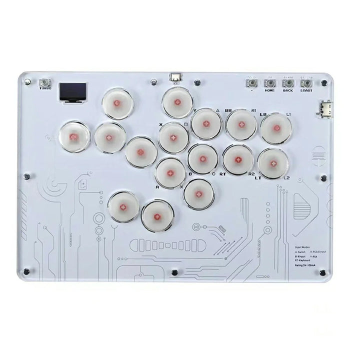 D116 Acrylic Crystal Panel 16-Key Arcade Controller for Sony PlayStation 4 / 3 / Nintendo Switch / PC Fighting Game Keyboard - White - 2