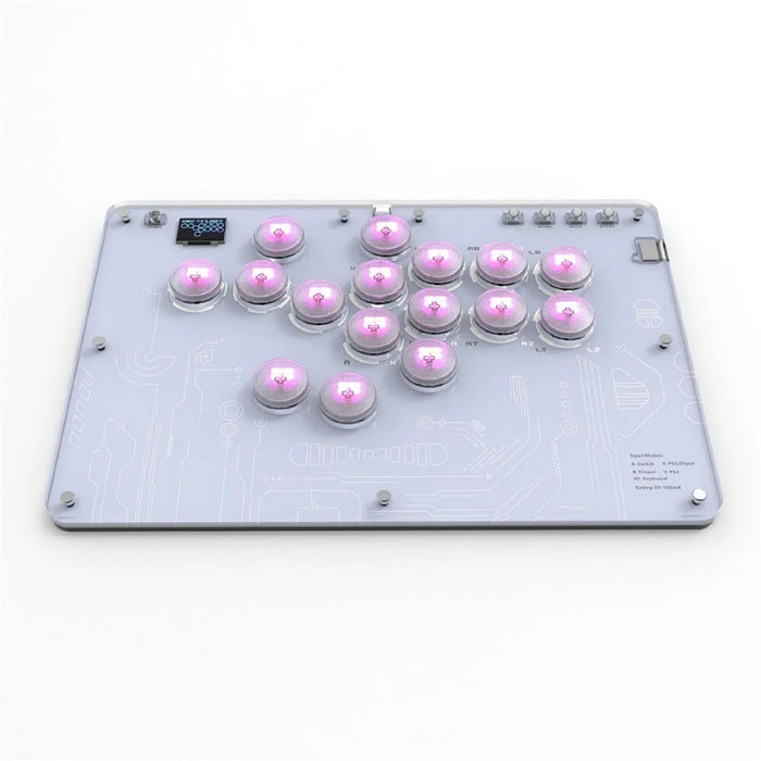 D116 Acrylic Crystal Panel 16-Key Arcade Controller for Sony PlayStation 4 / 3 / Nintendo Switch / PC Fighting Game Keyboard - White - 3