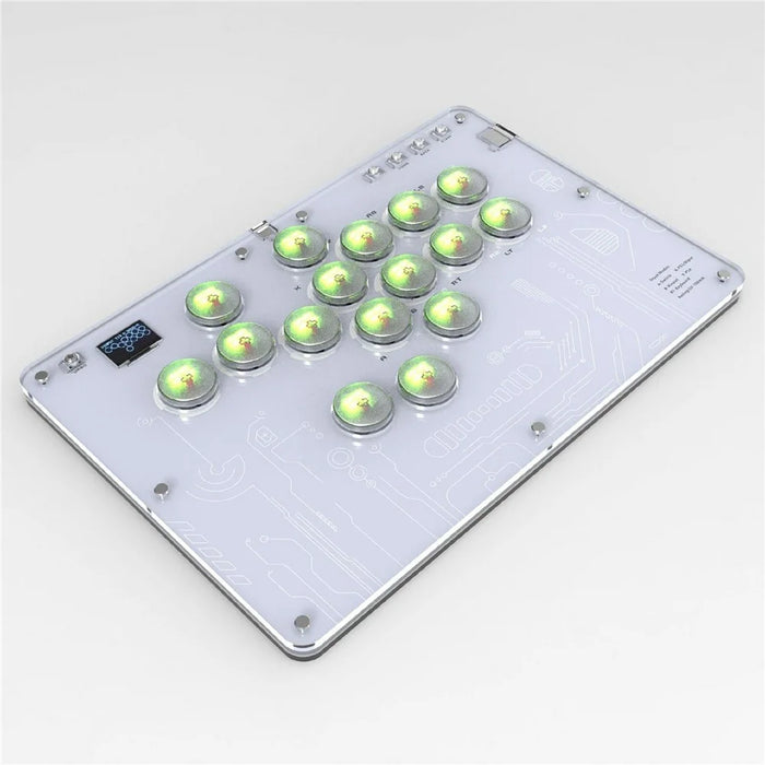D116 Acrylic Crystal Panel 16-Key Arcade Controller for Sony PlayStation 4 / 3 / Nintendo Switch / PC Fighting Game Keyboard - White - 4