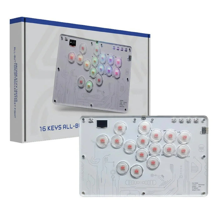 D116 Acrylic Crystal Panel 16-Key Arcade Controller for Sony PlayStation 4 / 3 / Nintendo Switch / PC Fighting Game Keyboard - White - 6