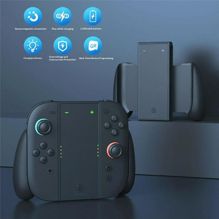 SW2070 Charging Grip for Nintendo Switch 2 Joy-Con Controller 1500mAh Portable Charger with Back Button - Black - 4