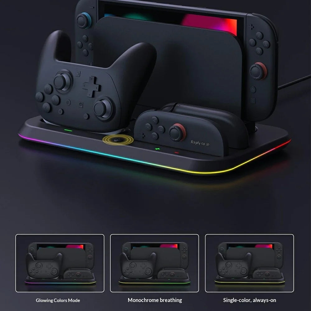 SW2-041 For Nintendo Switch 2 Joy-Con Controller 4 in 1 RGB Charging Station Console Dock - Black - 3