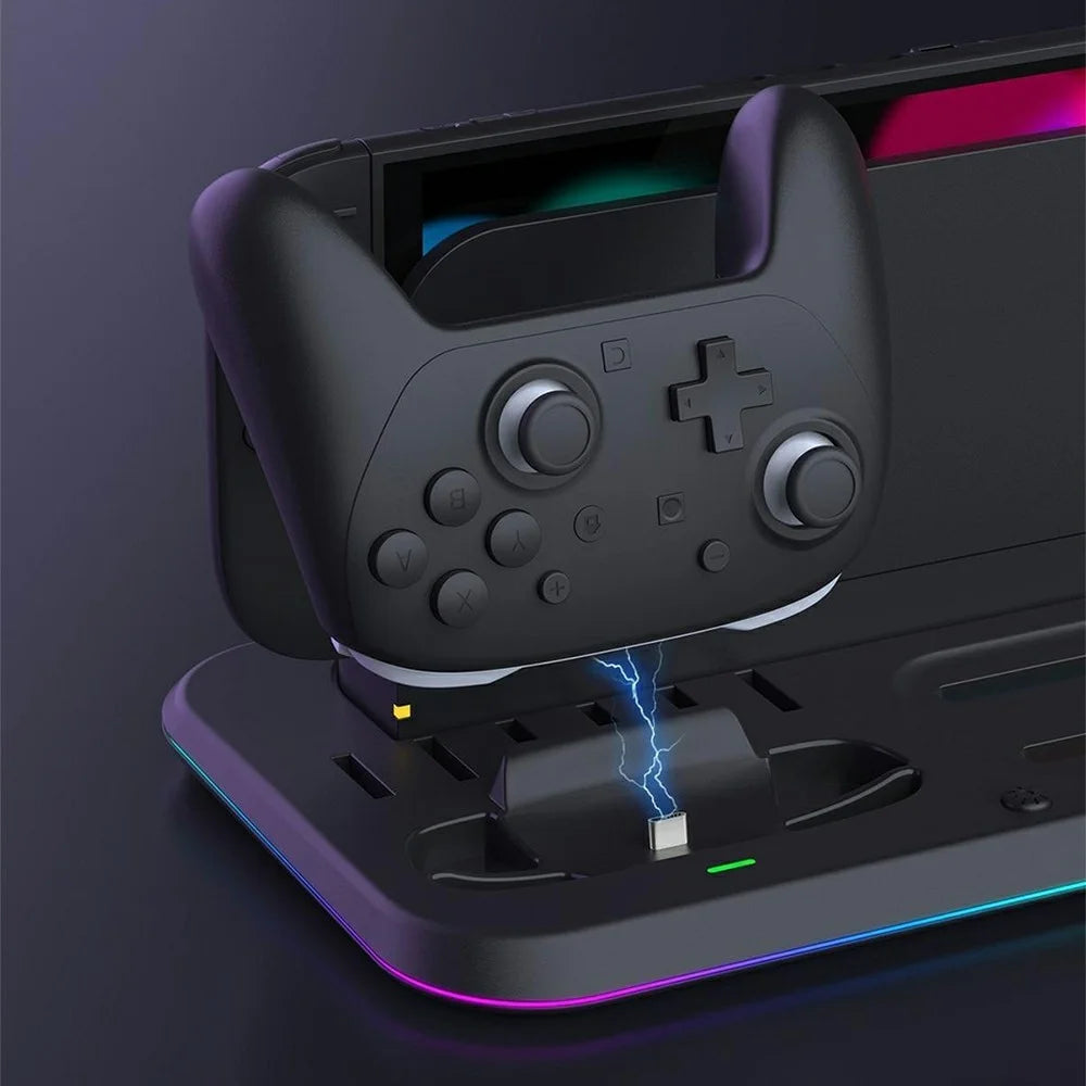 SW2-041 For Nintendo Switch 2 Joy-Con Controller 4 in 1 RGB Charging Station Console Dock - Black - 6