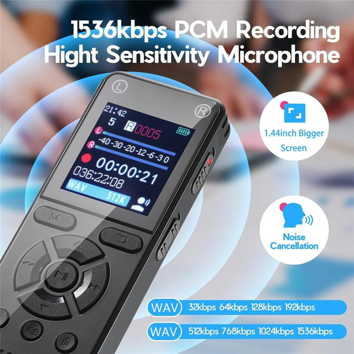 T51 Digital Voice Recorder Built-in 8GB Memory Noise Reduction 1.44 Inch TFT Screen MP3 Player - Black - 2