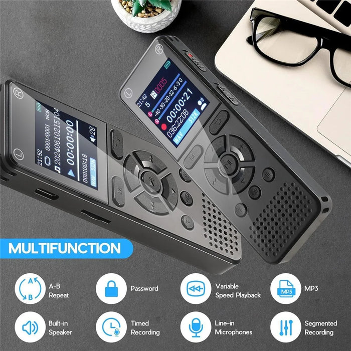 T51 Digital Voice Recorder Built-in 8GB Memory Noise Reduction 1.44 Inch TFT Screen MP3 Player - Black - 6