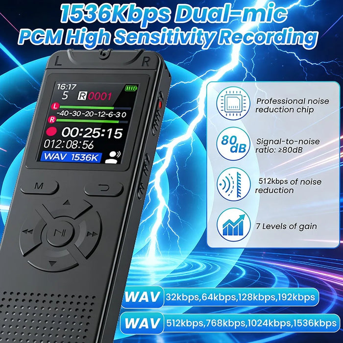 T53 Portable Voice Recorder without Memory Noise Reduction 1.44 Inch TFT Screen MP3 Player - Black - 2