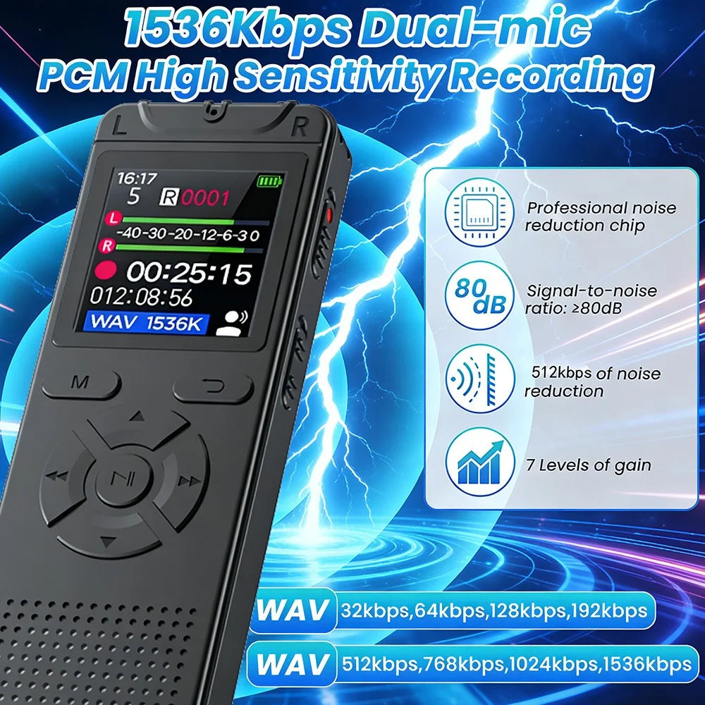 T53 Portable Voice Recorder Built-in 8GB Memory Noise Reduction 1.44 Inch TFT Screen MP3 Player - Black - 3