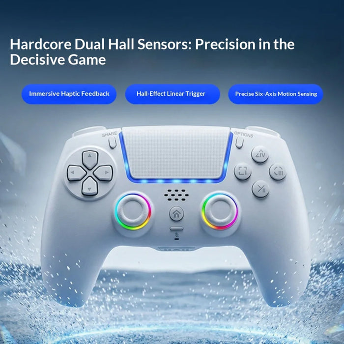 HS-PS5250 Bluetooth-compatible Wireless Game Controller with Hall Effect Triggers 6-Axis Gyro for Sony PlayStation 5/PC - White - 2