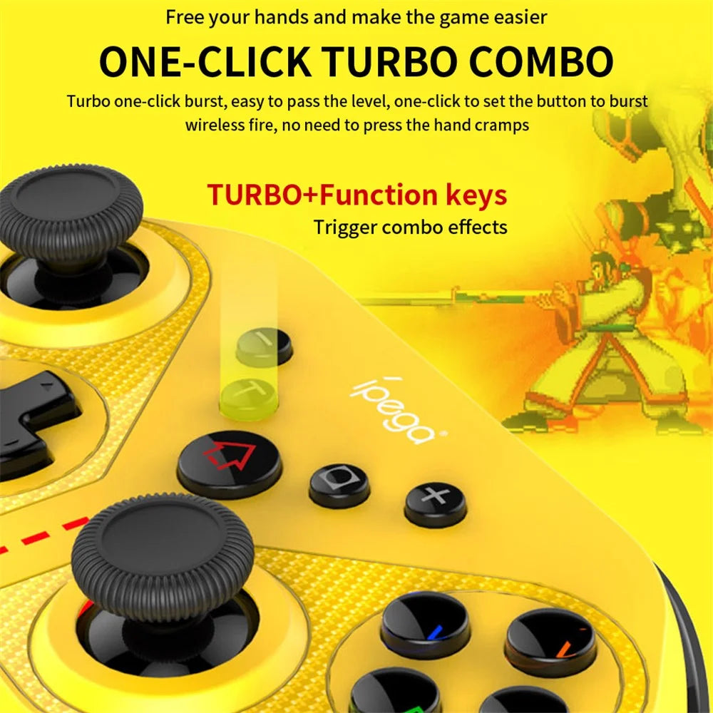 IPEGA PG-SW038A Wireless Bluetooth-compatible 6-Axis Vibration Gamepad Game Controller for Nintendo Switch/PS3/Android/PC - Yellow - 2