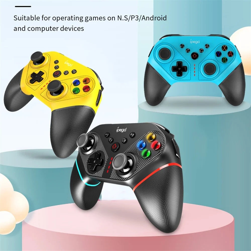 IPEGA PG-SW038A Wireless Bluetooth-compatible 6-Axis Vibration Gamepad Game Controller for Nintendo Switch/PS3/Android/PC - Yellow - 4