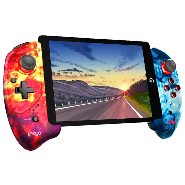 IPEGA PG-9083A/B Retractable Wireless Bluetooth-compatible Game Controller Gamepad PUBG Joystick Pad for IOS/Android - Red Blue Flames - 1