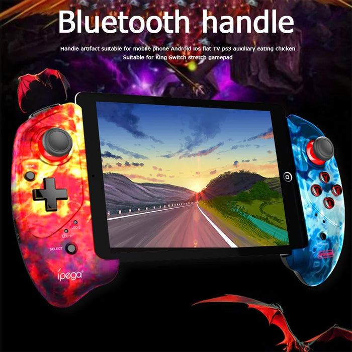 IPEGA PG-9083A/B Retractable Wireless Bluetooth-compatible Game Controller Gamepad PUBG Joystick Pad for IOS/Android - Red Blue Flames - 3