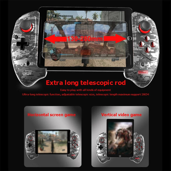IPEGA PG-9083A/B Retractable Wireless Bluetooth-compatible Game Controller Gamepad PUBG Joystick Pad for IOS/Android - Red Blue Flames - 7