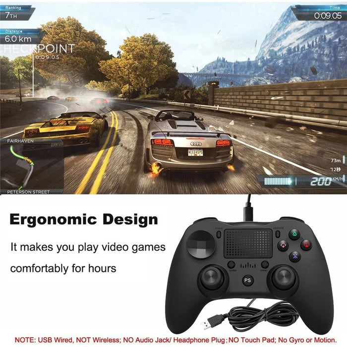 MB-P912w Wired Gamepad Dual Analog Game Joystick Controller Gaming Gamepad for PS4 - Black - 3