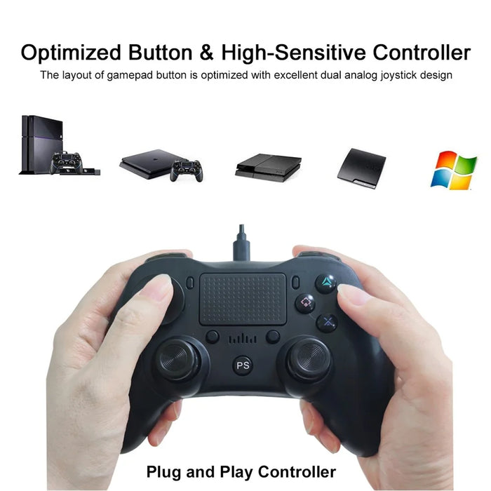 MB-P912w Wired Gamepad Dual Analog Game Joystick Controller Gaming Gamepad for PS4 - Black - 4