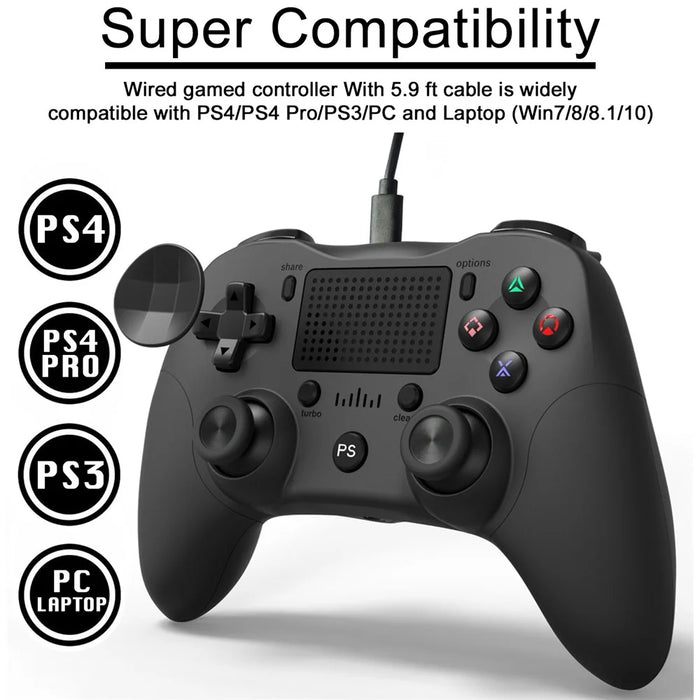 MB-P912w Wired Gamepad Dual Analog Game Joystick Controller Gaming Gamepad for PS4 - Black - 5
