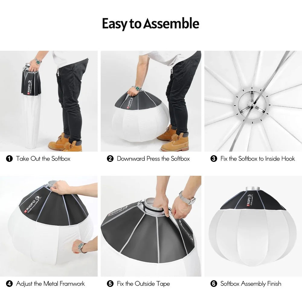 TRIOPO KQ65 65cm Lantern Softbox Spherical Collapsible Soft Box Studio Photography Video Lighting Accessory - 4