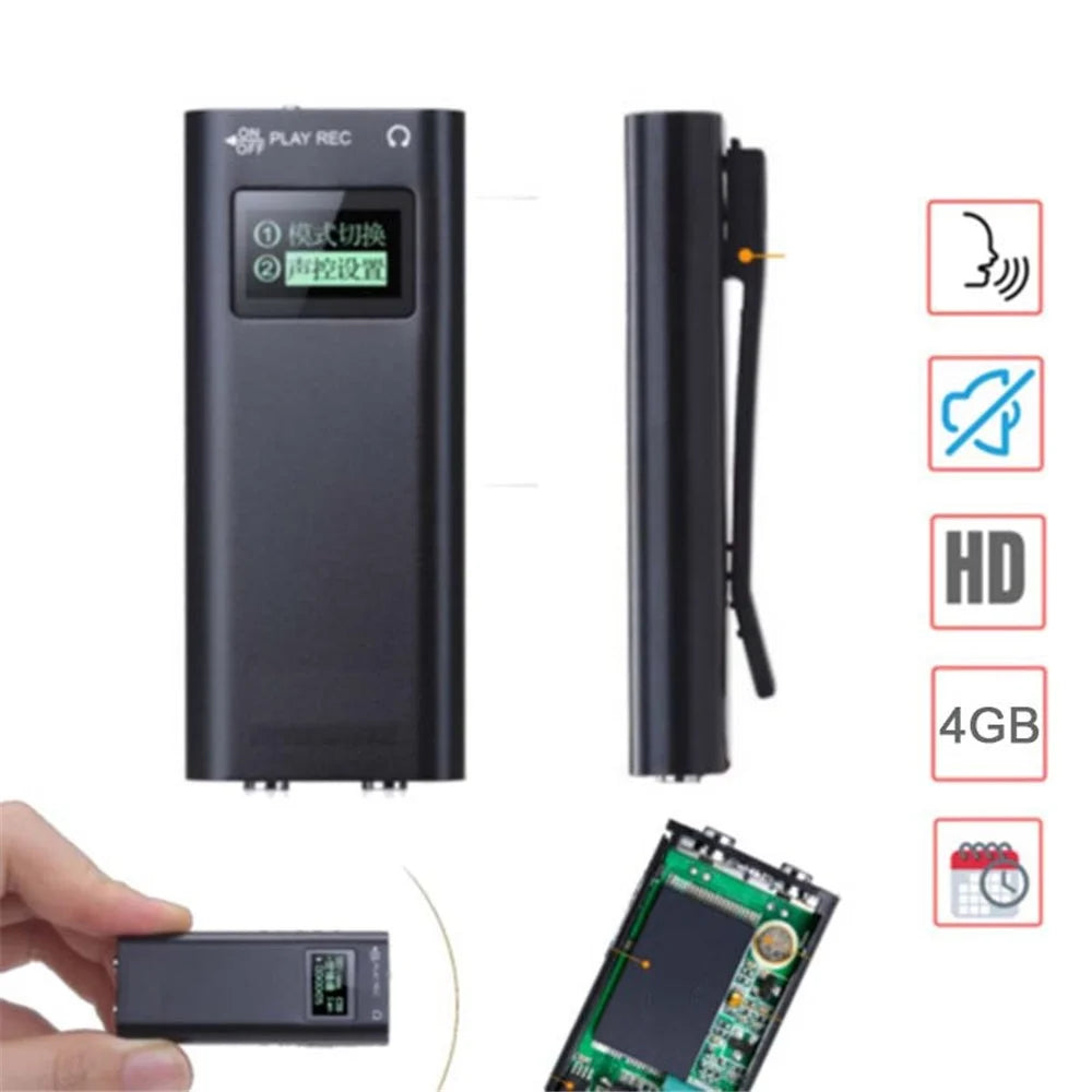 Q25 4GB Portable Back Clip Design Magnetic Audio Recorder LED Screen Music Player Voice Recorder for Classroom Meeting Speech - 2