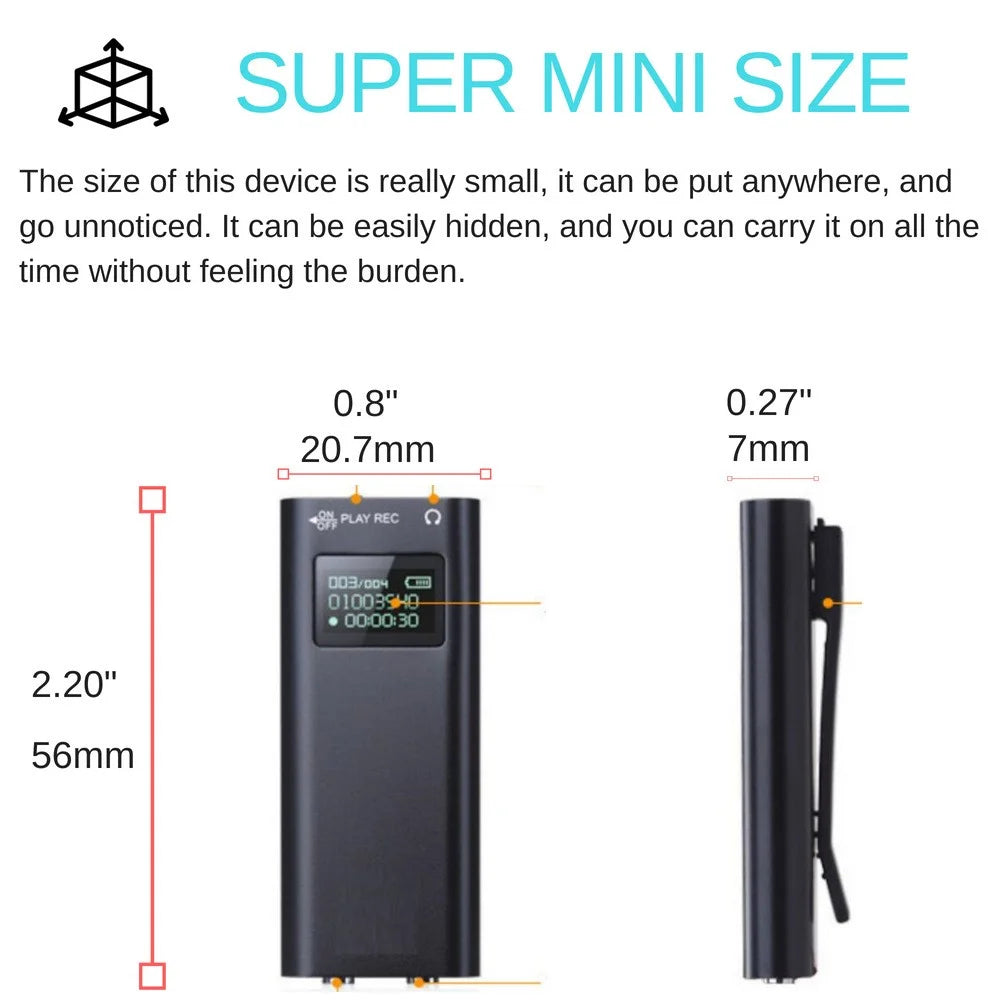 Q25 4GB Portable Back Clip Design Magnetic Audio Recorder LED Screen Music Player Voice Recorder for Classroom Meeting Speech - 3