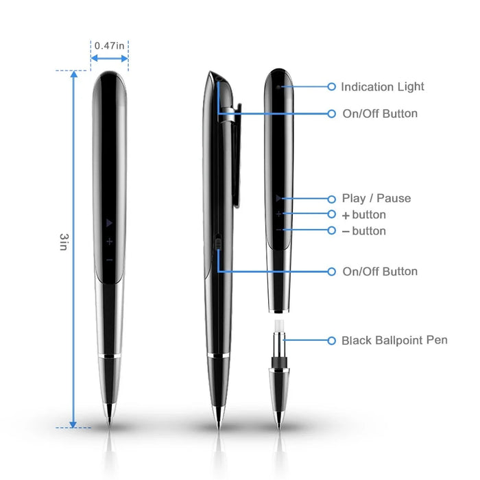 Q9 32GB Interviews Meeting OLED Display Digital Voice Recorder Pen with Writing Pen Function - 7