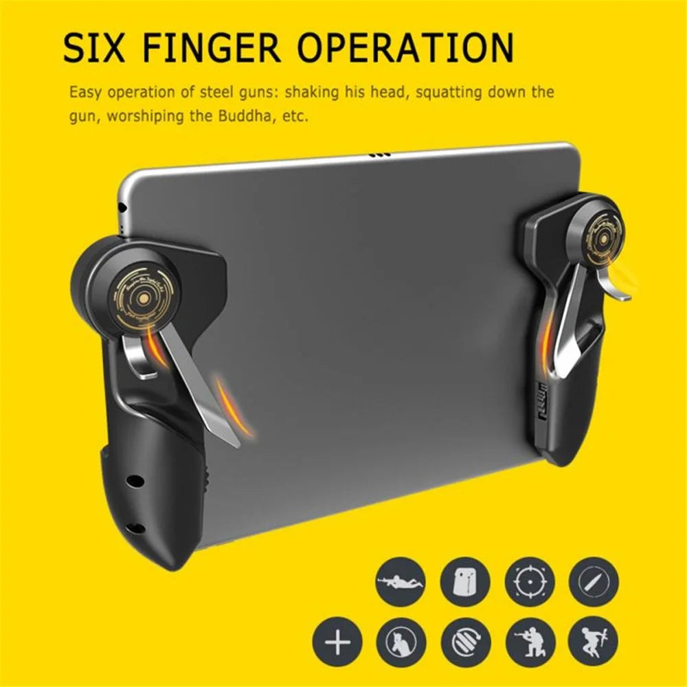 1 Pair Tablet Gaming Controller Six Finger Game Joystick Target Button L1R1 Shooter Trigger for PUBG Game - 3