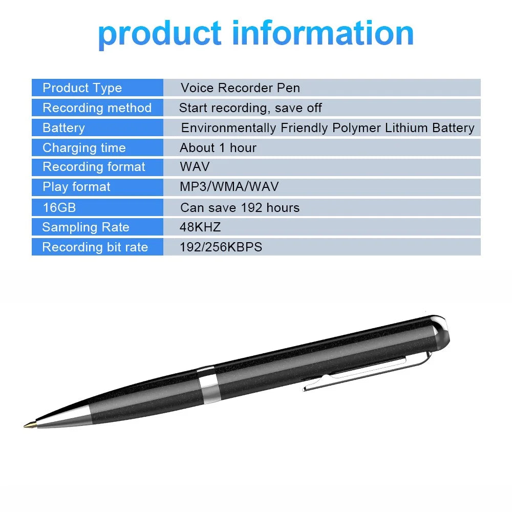 Q96 16GB One-key Recording Mini Recorder + Writing Pen 2 in 1 Digital Voice Recorder Pen Audio Recording Dictaphone - 7