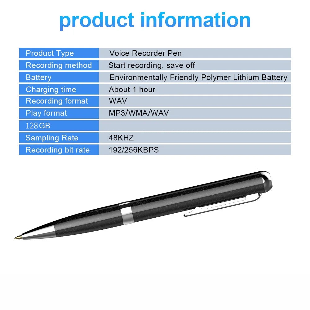 Q96 128GB High Definition Recording Writeable Digital Voice Recorder Pen Audio Recording Dictaphone - 7
