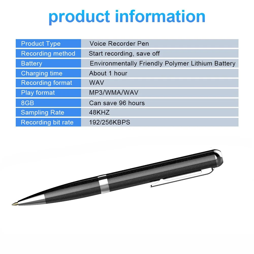 Q96 8GB Noise Reduction Mini Recorder Writeable Digital Voice Recorder Pen Portable Audio Recording Dictaphone - 7