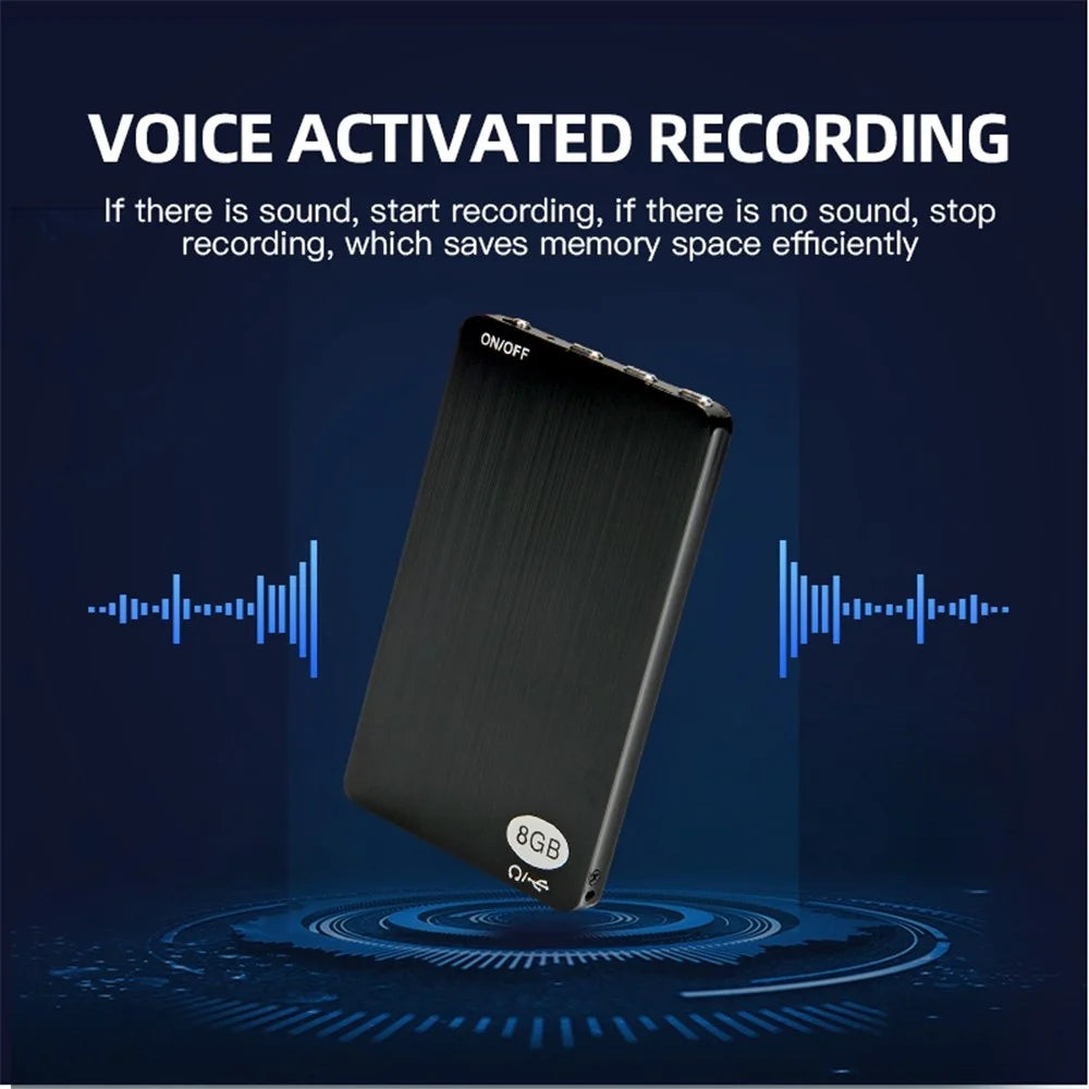 M2 8GB Intelligent Noise Cancelling HD Voice Activated Recorder Mini Audio Recording Storage Tool - 5
