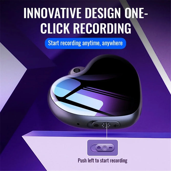 Q66 64GB DSP Noise Reduction Heart-Shaped Pendant Audio Recorder Zinc Alloy Play Recording Voice Recording Device for Lectures Meetings Classes - 4