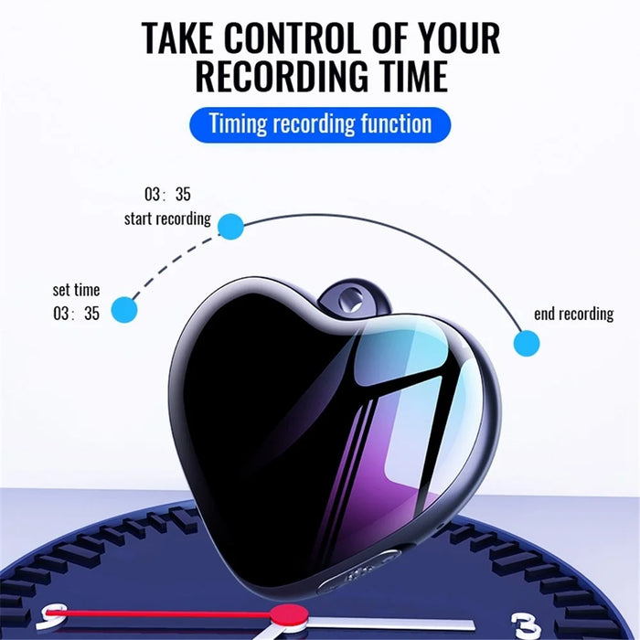 Q66 64GB DSP Noise Reduction Heart-Shaped Pendant Audio Recorder Zinc Alloy Play Recording Voice Recording Device for Lectures Meetings Classes - 7