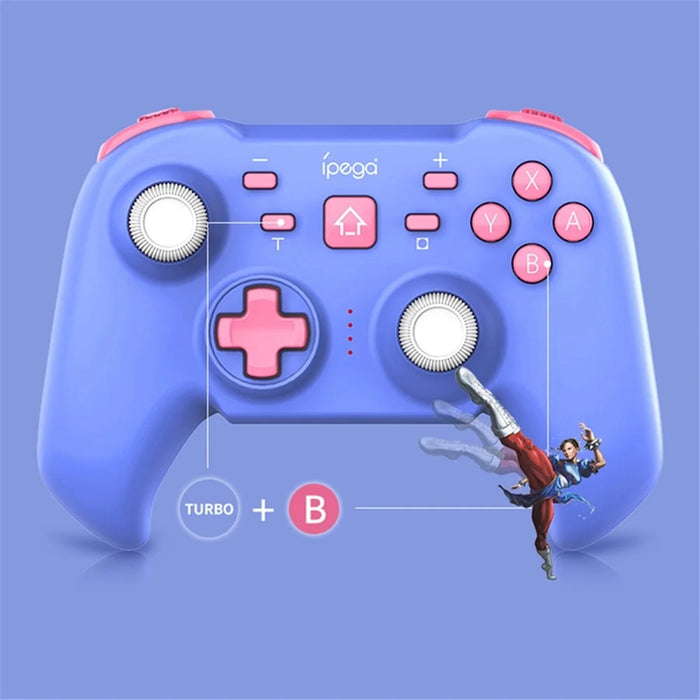 IPEGA PG-SW062C Wireless Game Controller Bluetooth-compatible Gamepad Game Console Cordless Handle for Nintendo Switch, Android, iOS, PC - Blue - 3