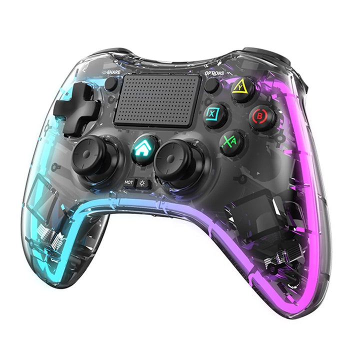 P05 Transparent Wireless Controller for Nintendo Switch, PS4 Game Consoles Portable Gamepad with RGB Lights Cordless Bluetooth-compatible Handle - 1
