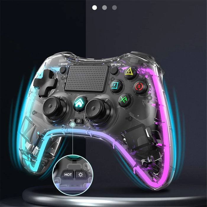P05 Transparent Wireless Controller for Nintendo Switch, PS4 Game Consoles Portable Gamepad with RGB Lights Cordless Bluetooth-compatible Handle - 2