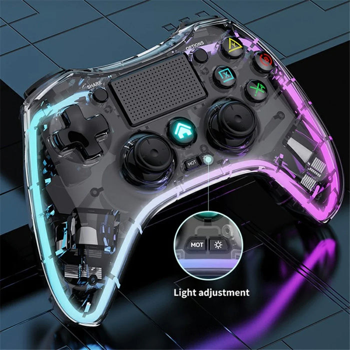 P05 Transparent Wireless Controller for Nintendo Switch, PS4 Game Consoles Portable Gamepad with RGB Lights Cordless Bluetooth-compatible Handle - 5