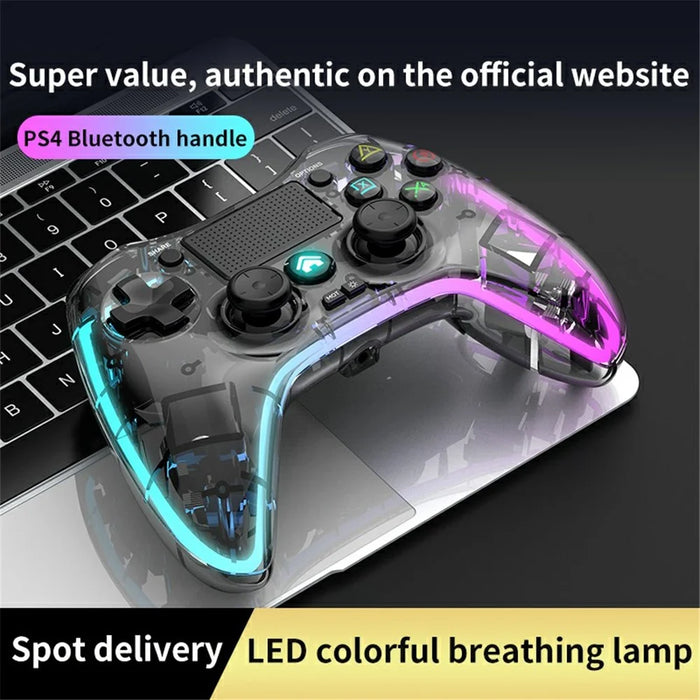 P05 Transparent Wireless Controller for Nintendo Switch, PS4 Game Consoles Portable Gamepad with RGB Lights Cordless Bluetooth-compatible Handle - 7