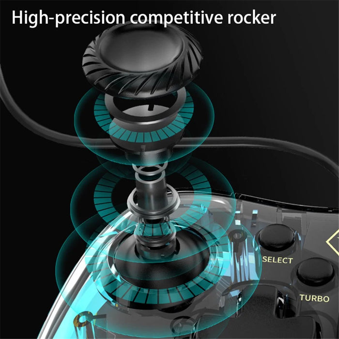 AOLION AL-PC2039 For Nintendo Switch Computer Transparent Wired Gamepad RGB Light Game Controller - 4