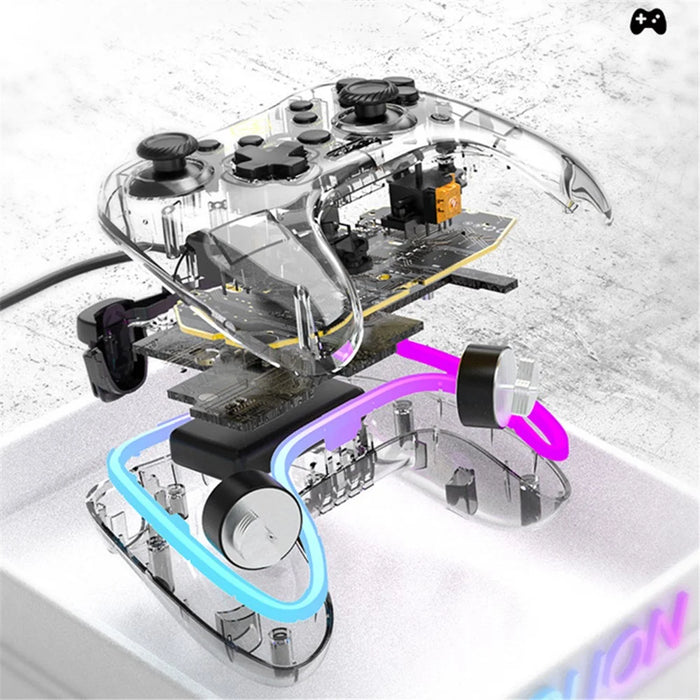 AOLION AL-PC2039 For Nintendo Switch Computer Transparent Wired Gamepad RGB Light Game Controller - 5
