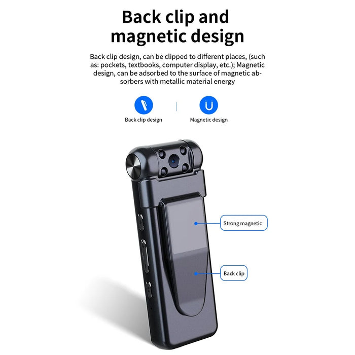 V18 8GB 1080P HD Camera Video Recorder with Clip, Night Version Motion Detection Recording Cam - 7