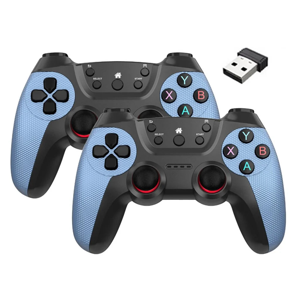 KM-029 2.4G Wireless Controllers 1 to 2 USB Receiver with 2 Gamepad Compatible with PC / Linux / Android / TV Box - Blue - 1
