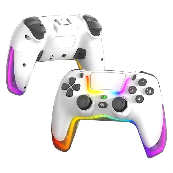 P07 Dazzle Lighting Wireless Bluetooth-compatible Controller for PS4 Game Console Gemapad (without Stand) - White - 1