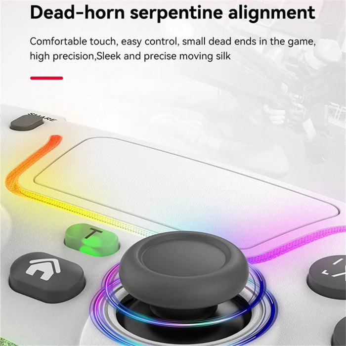 P07 Dazzle Lighting Wireless Bluetooth-compatible Controller for PS4 Game Console Gemapad (without Stand) - White - 6