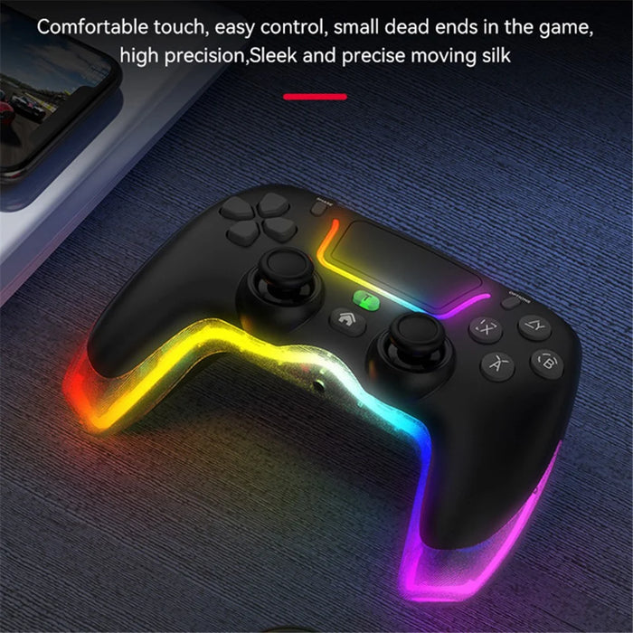 P07 Dazzle Lighting Wireless Bluetooth-compatible Controller for PS4 Game Console Gemapad (without Stand) - White - 7