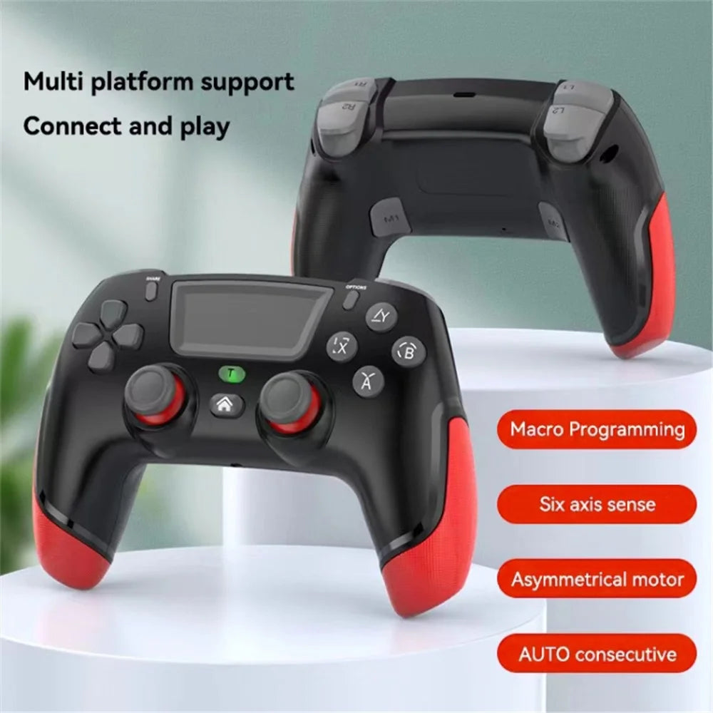 P06 Wireless Game Controller with Six Axis Gyroscope Dual Vibration Gamepad for PS4 / Switch / PC / TV - Black+Red - 2