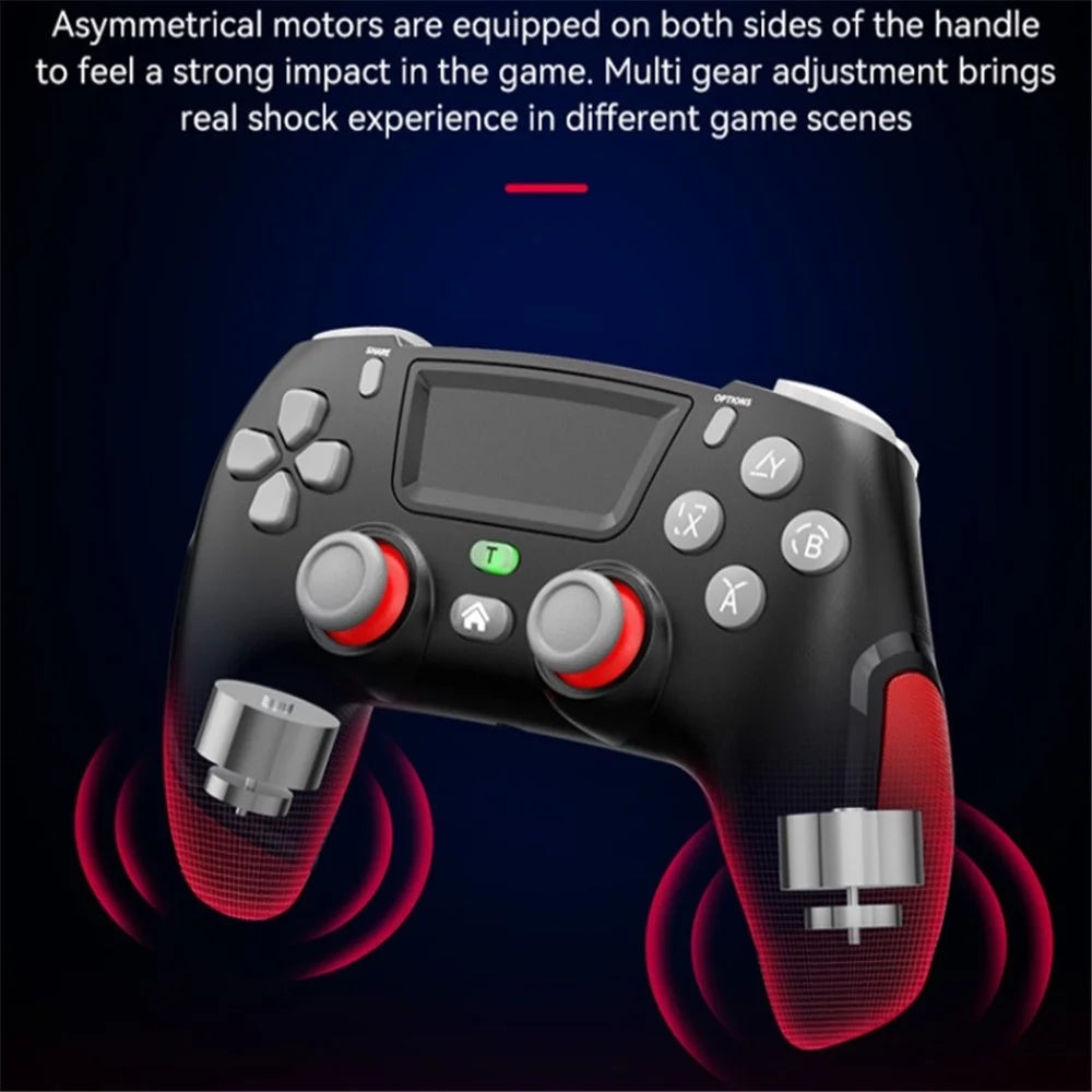 P06 Wireless Game Controller with Six Axis Gyroscope Dual Vibration Gamepad for PS4 / Switch / PC / TV - Black+Red - 3