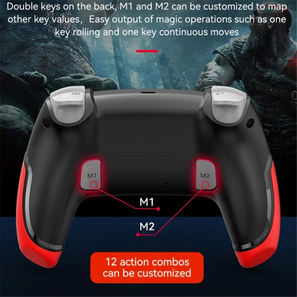 P06 Wireless Game Controller with Six Axis Gyroscope Dual Vibration Gamepad for PS4 / Switch / PC / TV - Black+Red - 4